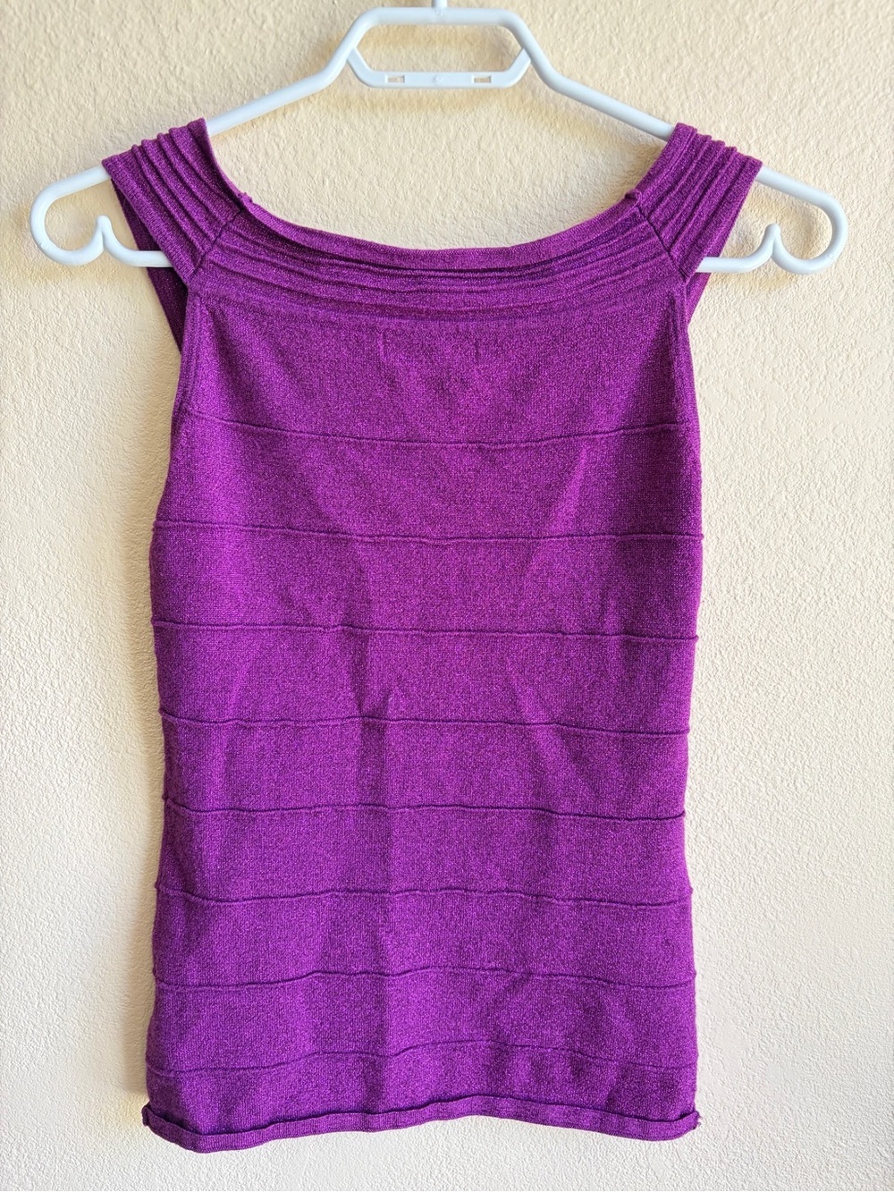 Rampage Y2K Purple Bandage Knit Tank Top Ruched V-Neck Fitted Stretch Clubwear - Picture 7 of 10